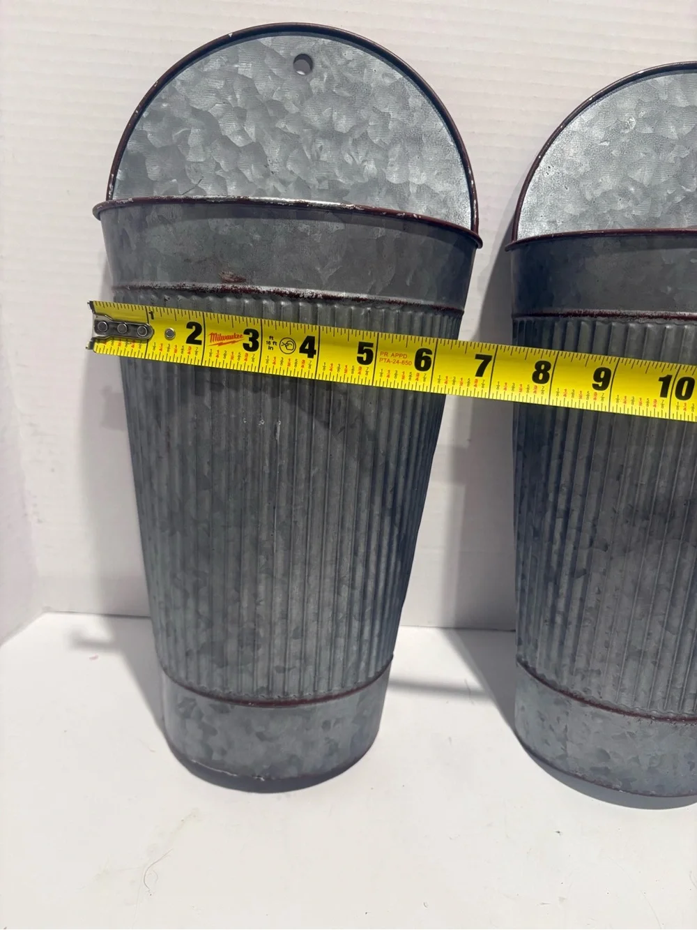 Kirklands Galvanized Gray Ribbed Wall Vases - Set of 2